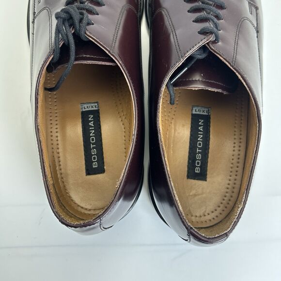 Bostonian Luxe Andover Shoes Mens Sz 11 Burgundy Leather Cap Toe Blucher Dress main image 4